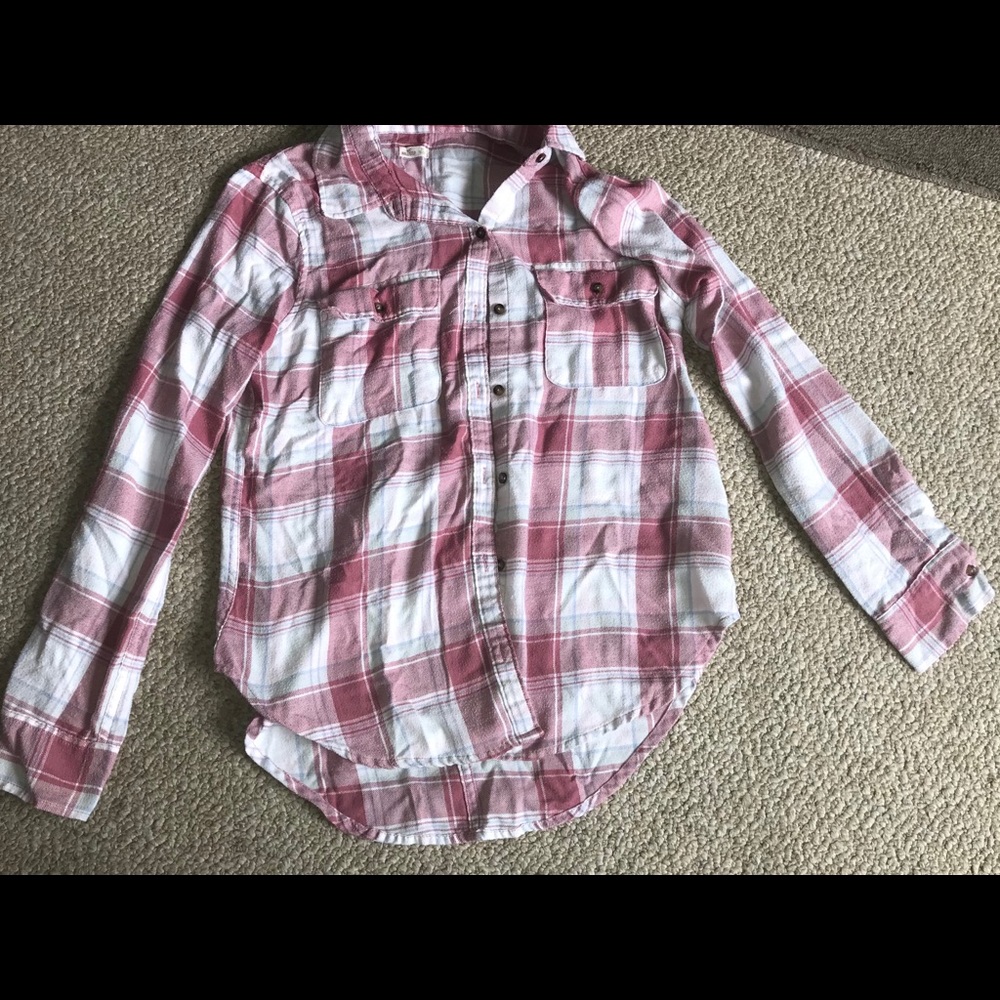 Red and white Hollister flannel